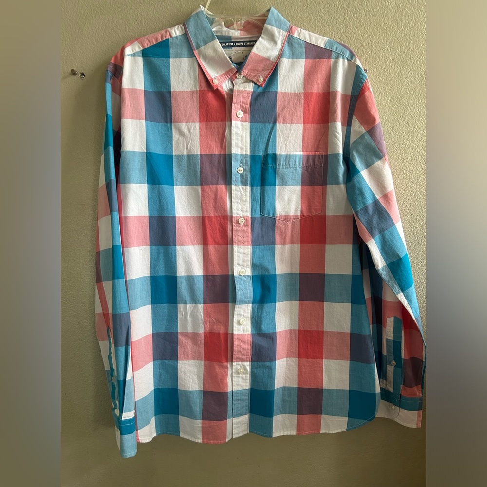 Men’s Old Navy Plaid Regular Fit The Classic Shirt Size Large